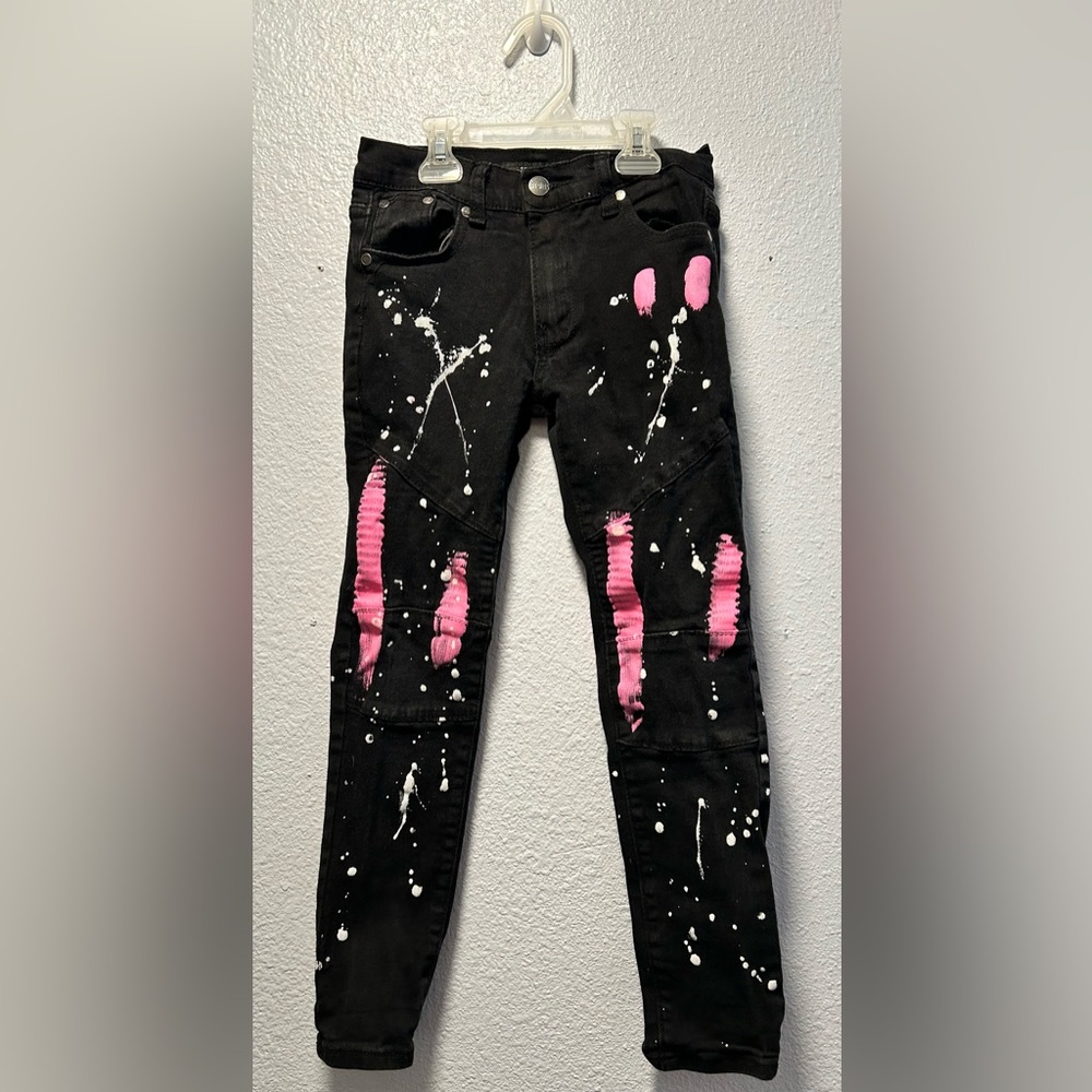 Kids Black and Pink Splatter Pants